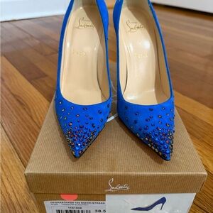 Christian Louboutin Degrastrass 100 suede Vibrant Blue Swarovski